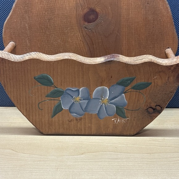 Vintage Wood China Wall Shelf Plate Rack Display Farmhouse Flower Painted. - Picture 3 of 15